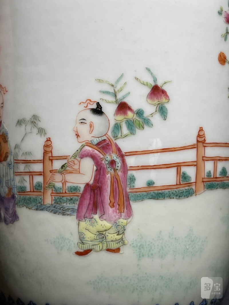 民国 粉彩婴戏纹盖瓶 - 图8